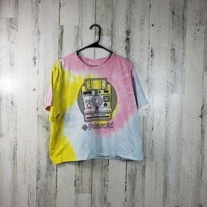 Polaroid tie dye crop short sleeve tshirt women's plus size XXXL